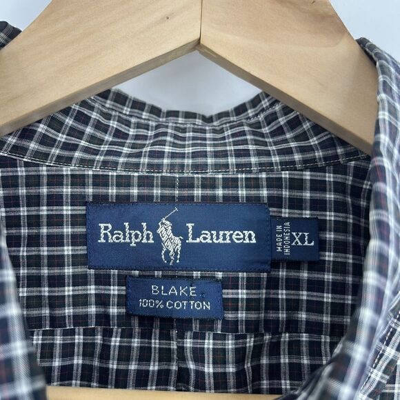 Ralph Lauren Shirt Size XL Mens Navy Green Blake Long Sleeve Button Up Plaid - Picture 4 of 7